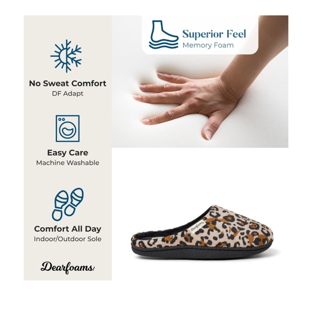 NWT Dearfoams Leopard Print Women's Slippers Size XL
